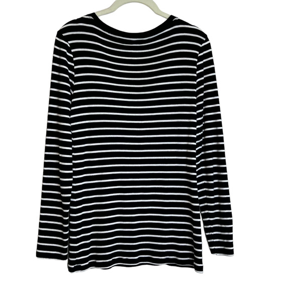 Gap Supersoft Womens Knit Top Small Black White Striped Long Sleeve Cotton Modal - Picture 3 of 6